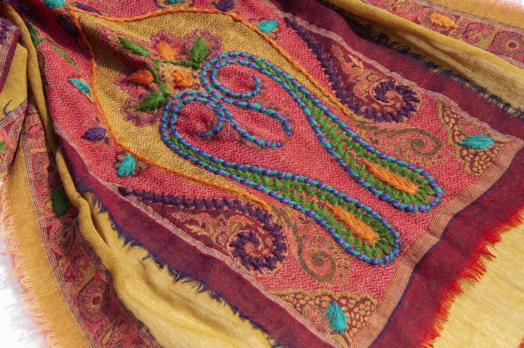 喀什米尔 Cashmere/水煮羊毛披肩/针织围巾/刺绣围巾/羊绒披巾 - 花 - 围巾/披肩 - 羊毛 多色