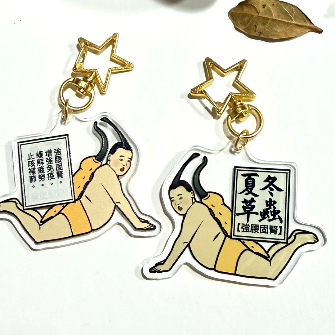 【冬虫夏草】中药材压克力钥匙圈 - 钥匙链/钥匙包 - 塑料 多色