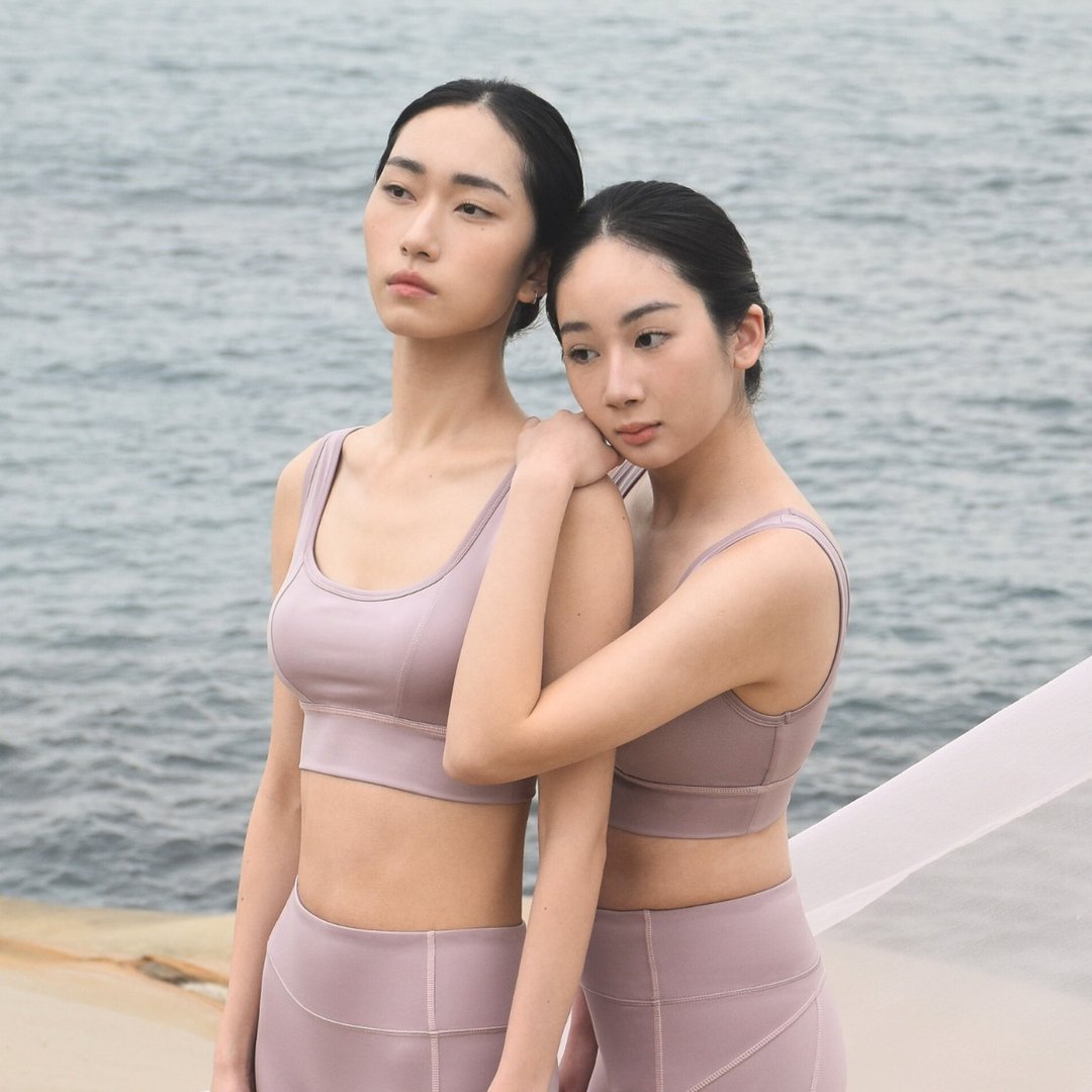 微方领美胸车线运动内衣 (TCool凉感透气) - 女装运动内衣 - 其他材质 粉红色