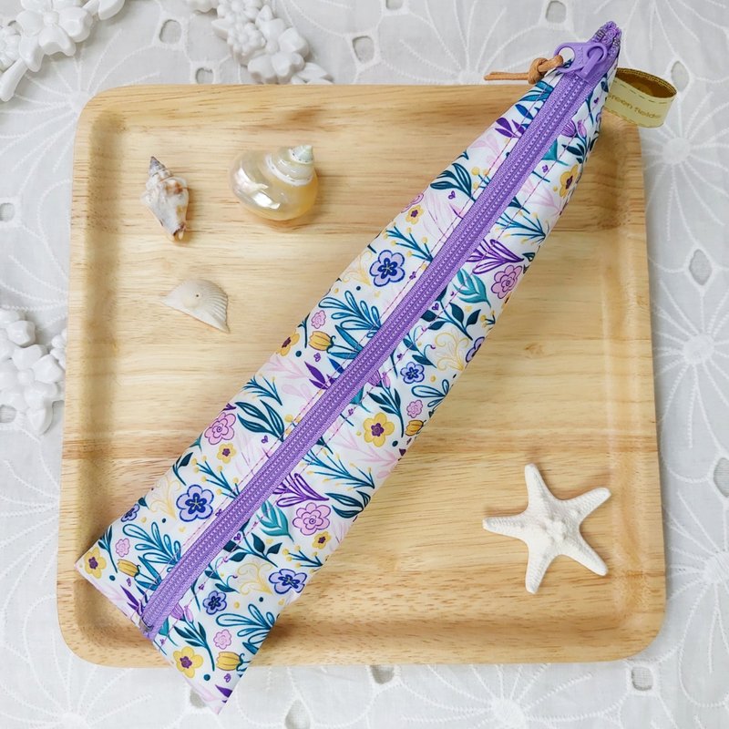 韩国紫色梦幻花花防水布拉链立体餐具袋 - 餐刀/叉/匙组合 - 防水材质 紫色