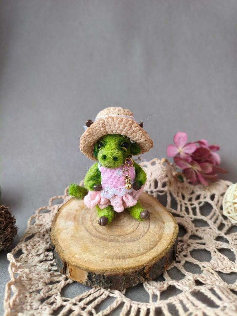 微型针织收藏绿牛小雕像 - 摆饰 - 羊毛 绿色