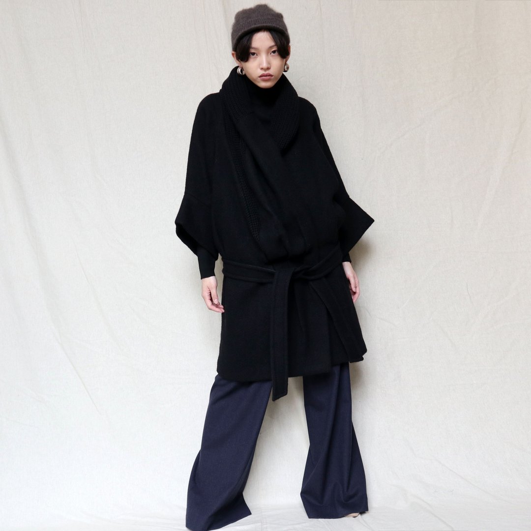 南瓜Vintage。Hussein Chalayan 意大利制 黑色 毛料 大衣 外套 - 女装休闲/机能外套 - 羊毛 黑色