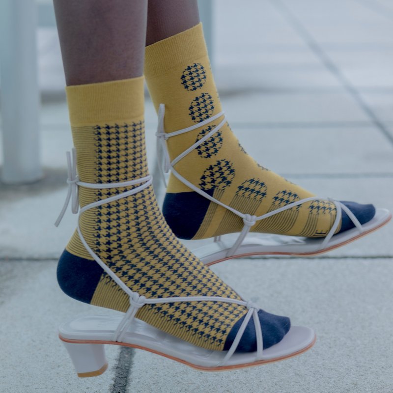 Tiny Houndtooth・tiny_houndtooth / 棉布 / 袜子 - 袜子 - 棉．麻 黑色