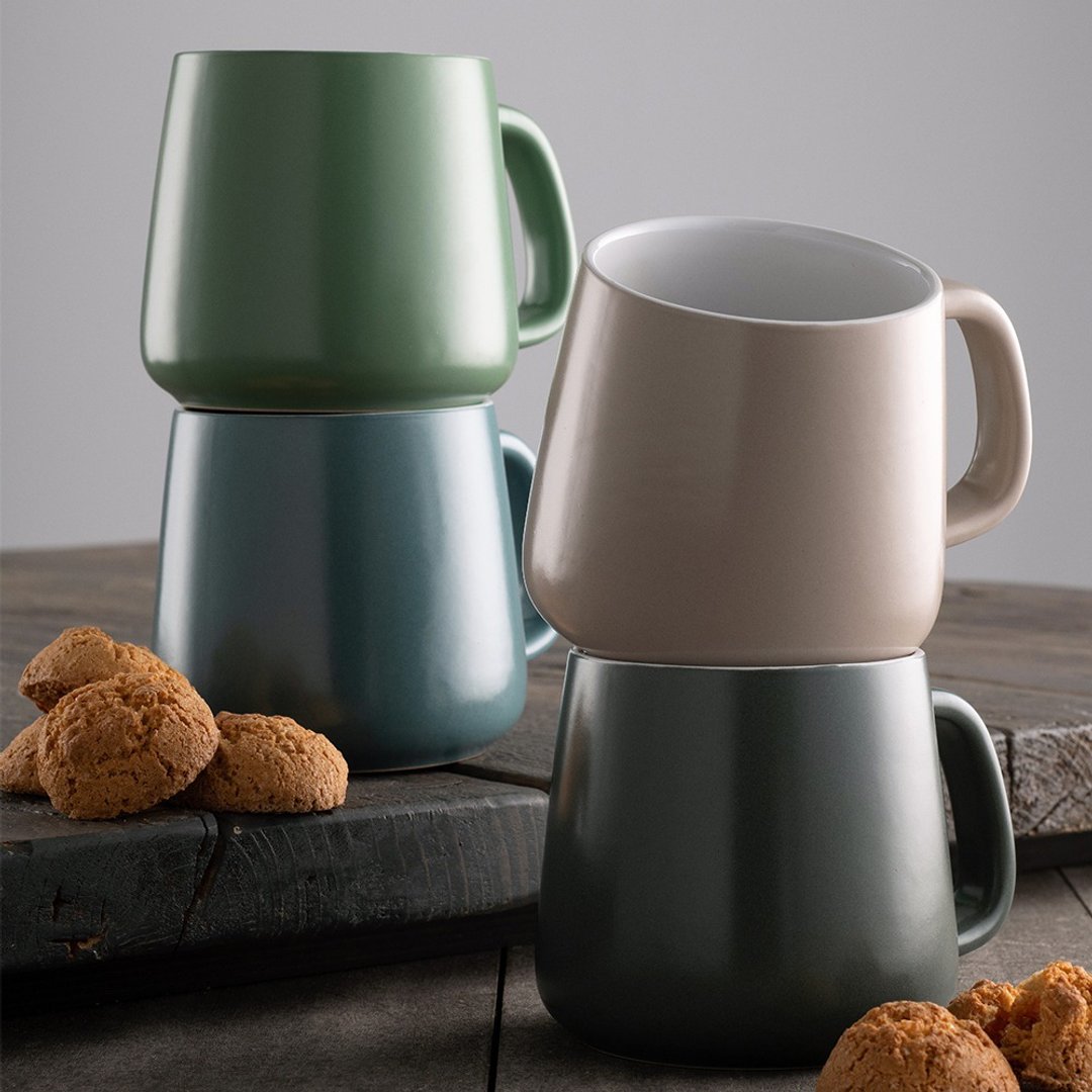 爱尔兰Belleek Living 莫兰迪色 陶瓷马克杯4入组300ml 2款任选 - 咖啡杯/马克杯 - 瓷 咖啡色