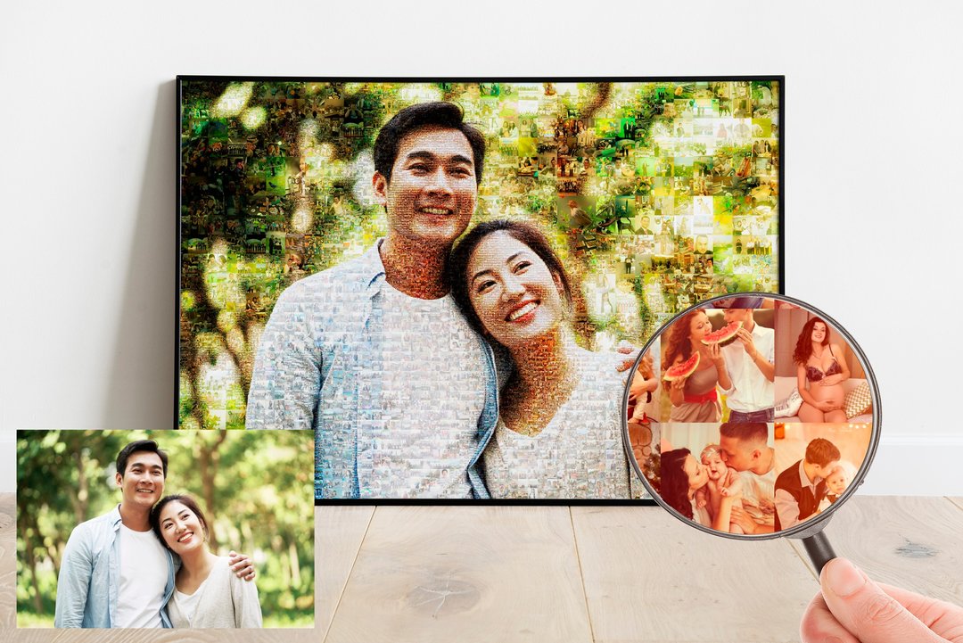 Photomosaic - 婚礼打印婚礼拼贴艺术打印个性化婚礼照片 - 海报/装饰画/版画 - 纸 多色