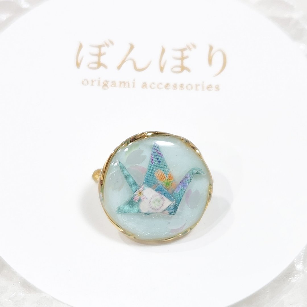 樱花纷飞 自由尺寸折纸鹤戒指│绿色 - 戒指 - 纸 绿色
