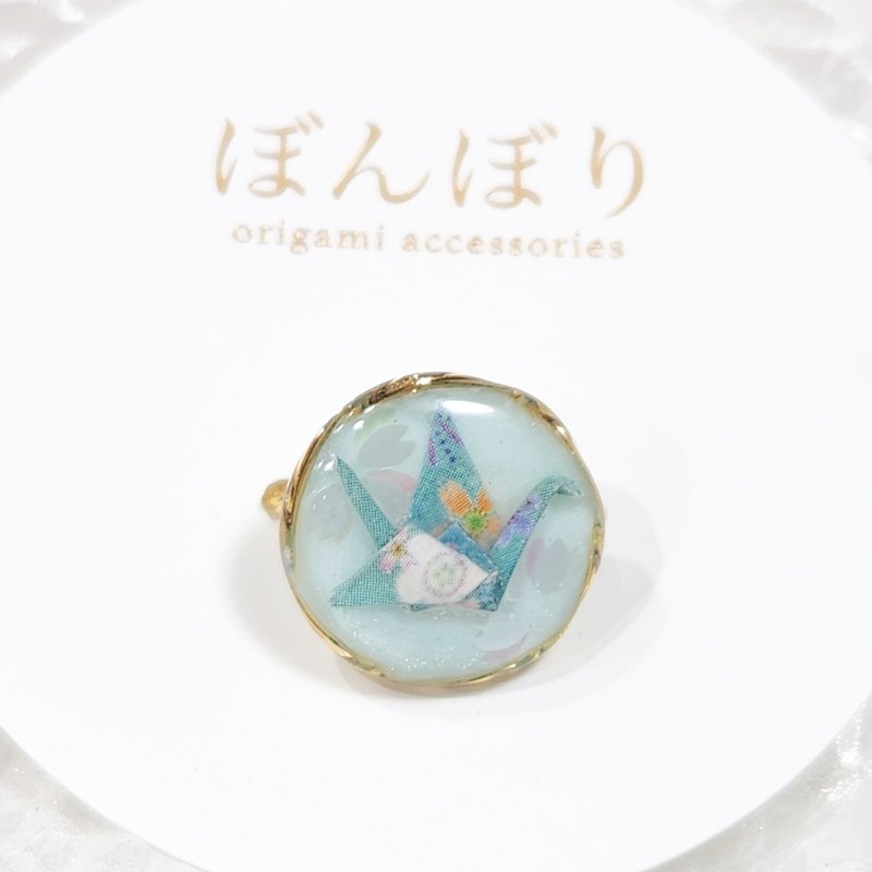 樱花纷飞 自由尺寸折纸鹤戒指│绿色 - 戒指 - 纸 绿色