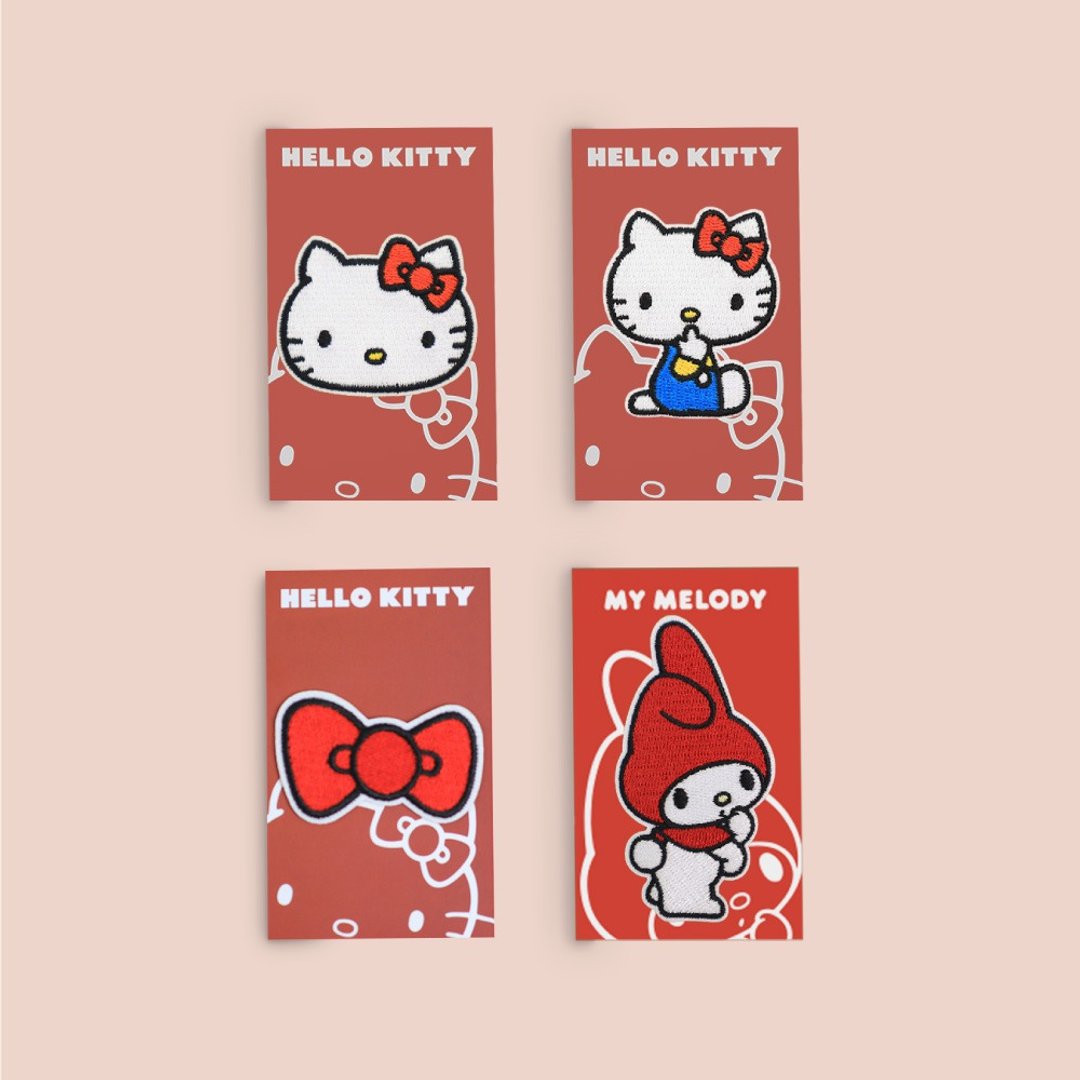 murmur刺绣贴-hellokitty x美乐蒂4入组 | murmur 刺绣烫贴推荐 - 徽章/别针 - 绣线 红色