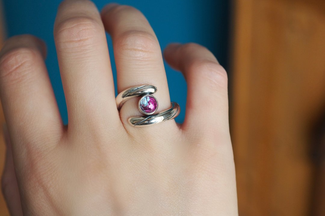 Beautiful ring blue topaz, ruby - 戒指 - 纯银 银色