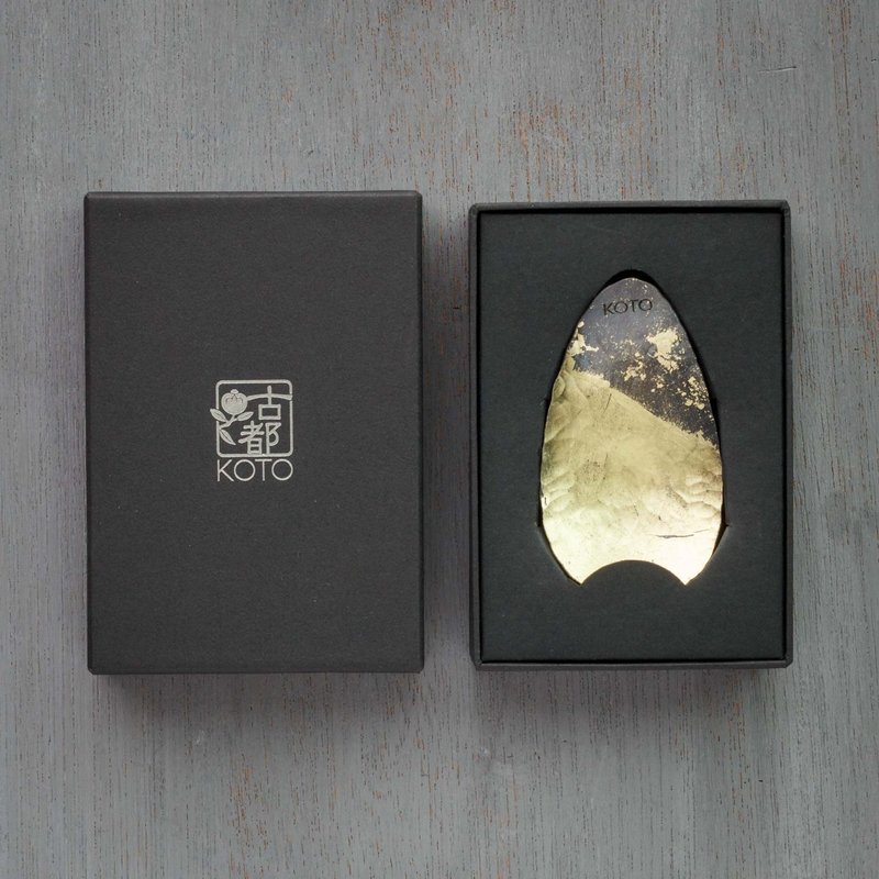 黑染纯铜金箔茶匙 - Tea Scoop KOTO TEA - 餐刀/叉/匙组合 - 铜/黄铜 黑色