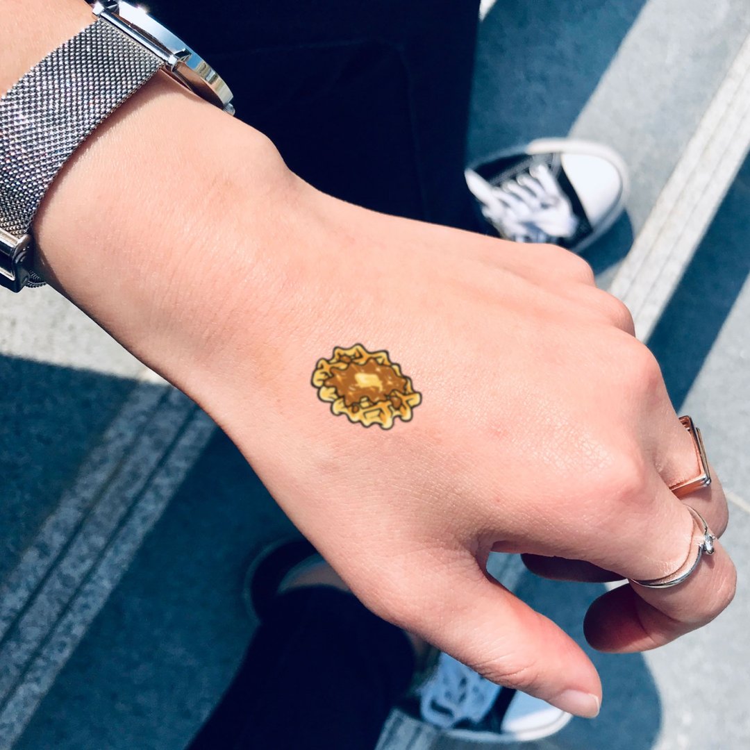 OhMyTat 华夫饼 Waffle 刺青图案纹身贴纸 (6 张) - 纹身贴 - 纸 橘色