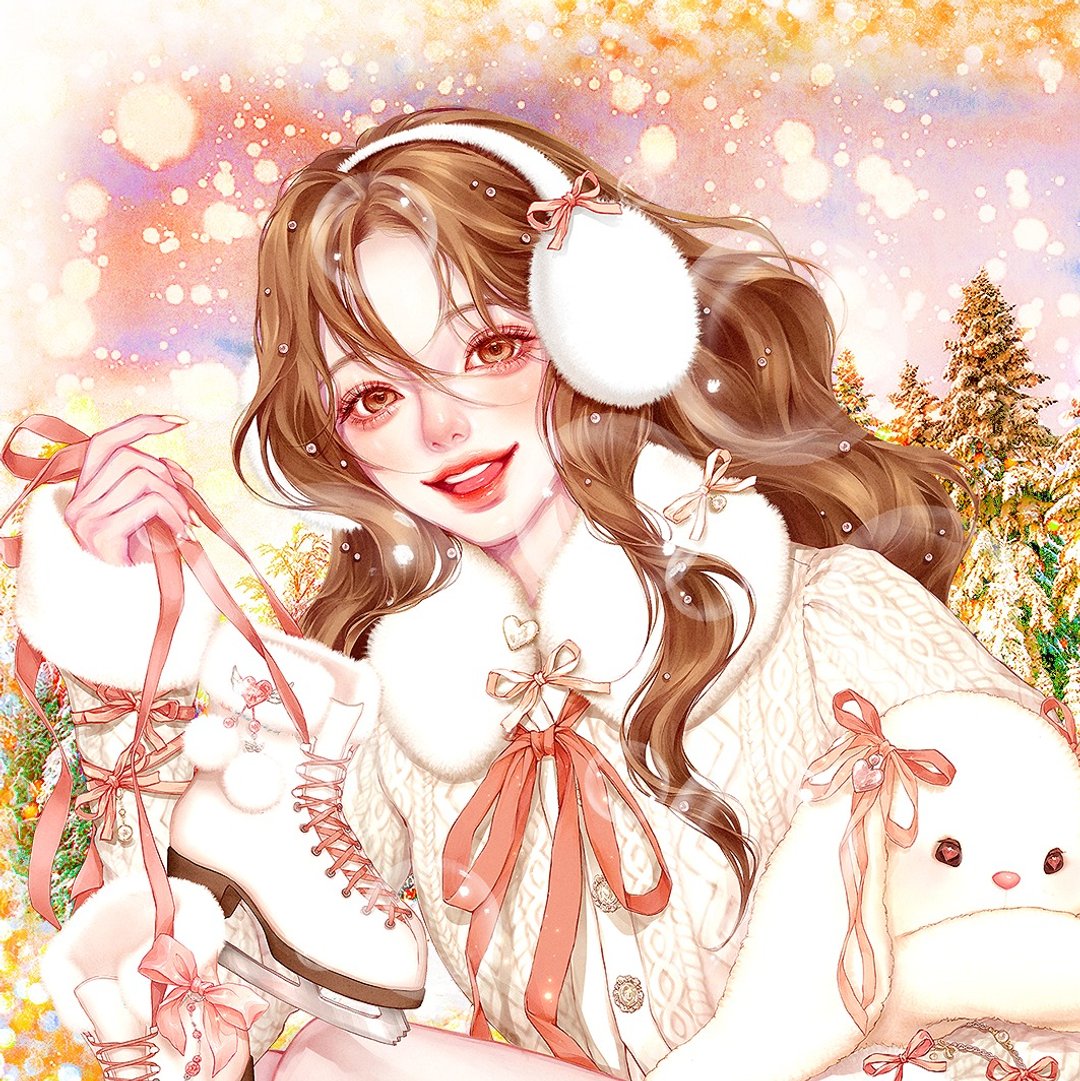（溜冰鞋和兔子娃娃）珍妮（5Color） - 贴纸 - 纸 多色