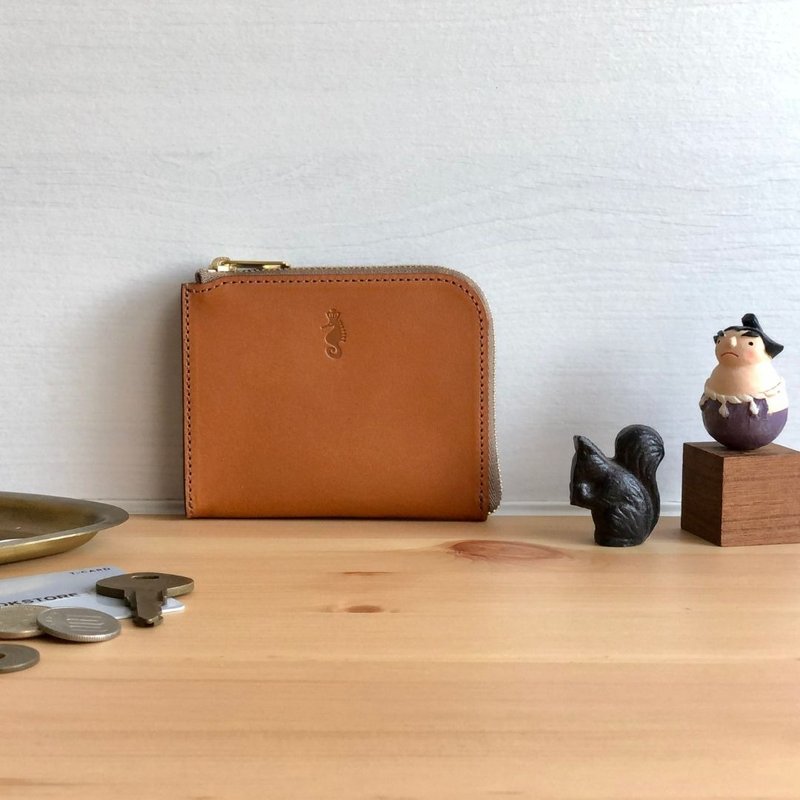 日本制 Takumicsタクミクス L型拉链短夹 拉链银包 意大利植鞣革 - 零钱包 - 真皮 咖啡色