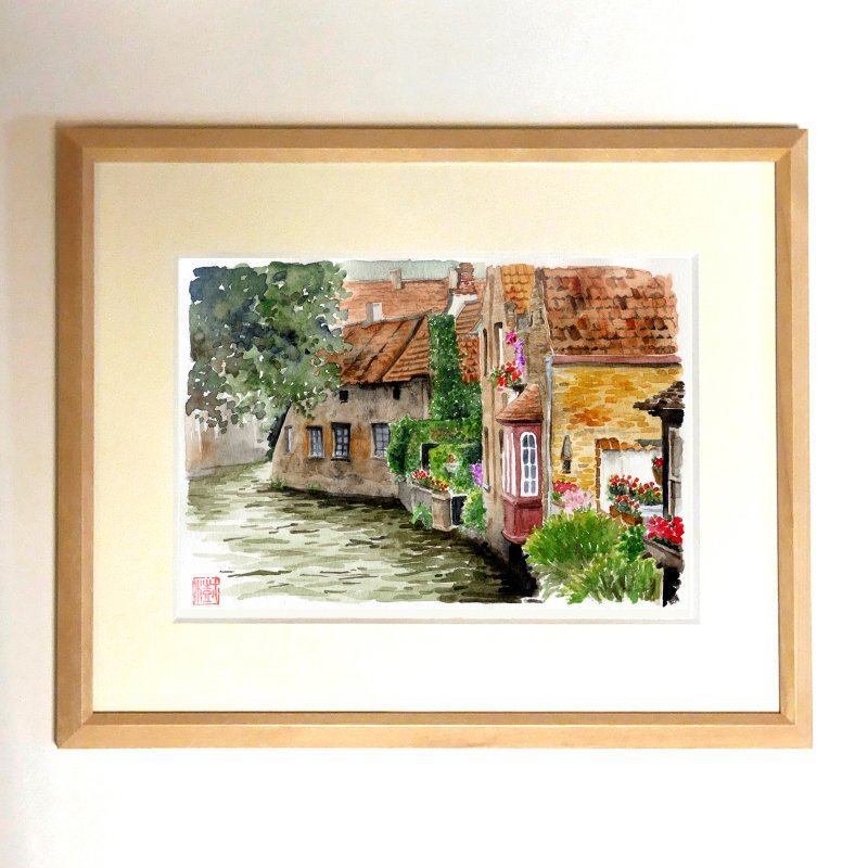 | 花と運河のある暮らし |　水彩画/複製画/額装品 - 海报/装饰画/版画 - 纸 