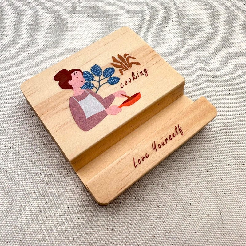 下厨爱自己手机座 Cooking - 手机座/防尘塞 - 木头 咖啡色