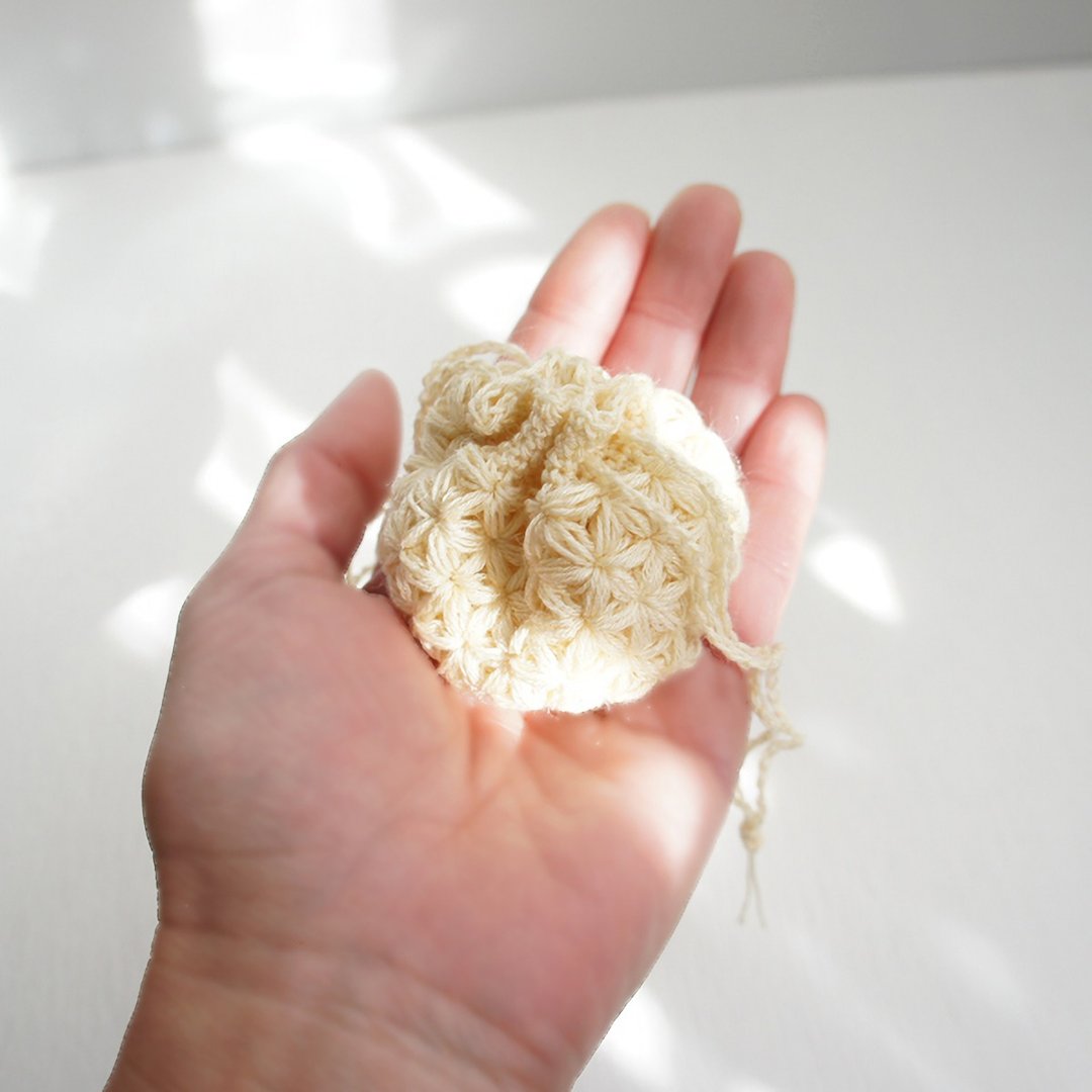 Ba-ba handmade  Crochet Drawstring mini-mini-mini bag No.KPPPR1 - 化妆包/杂物包 - 其他材质 黄色