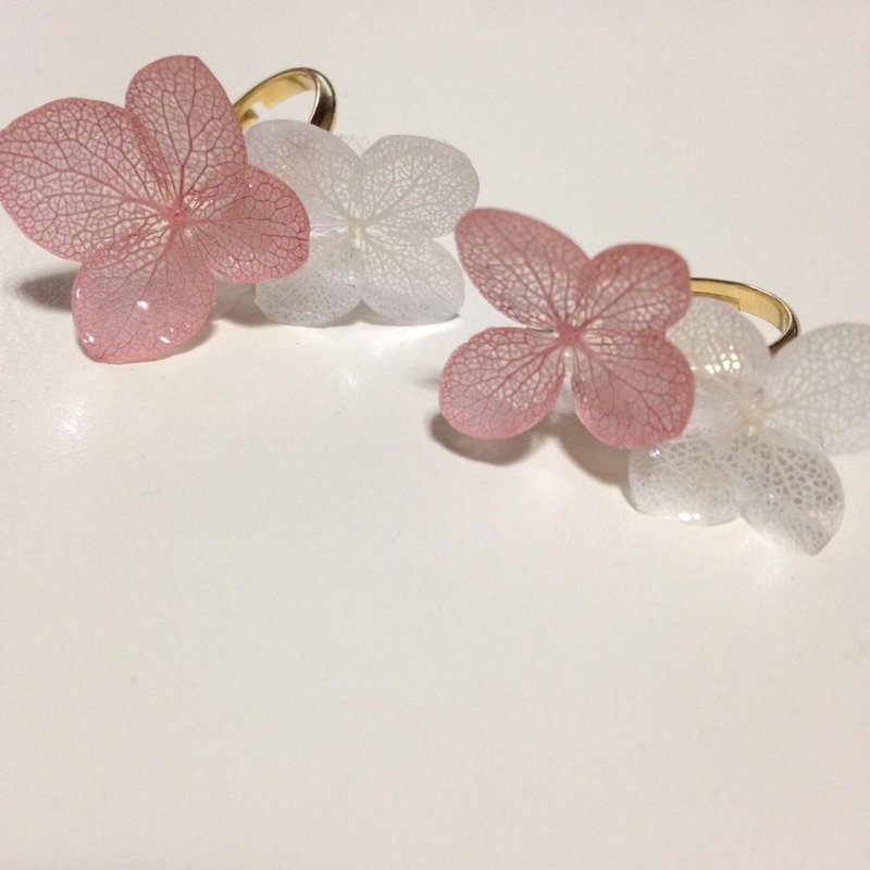 Vintage pink * hydrangea pinky ring - 戒指 - 植物．花 粉红色