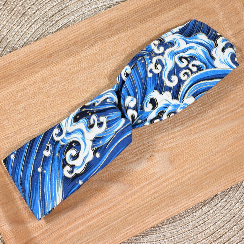 蓝色 浪 发带 - 发带/发箍 - 棉．麻 