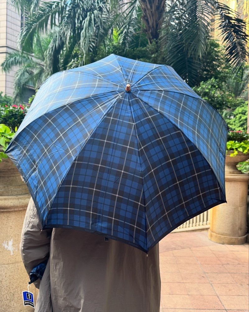 中古未使用品 YSL 圣罗兰 格纹雨伞 遮骨遮 日本制 礼物 - 雨伞/雨衣 - 防水材质 蓝色