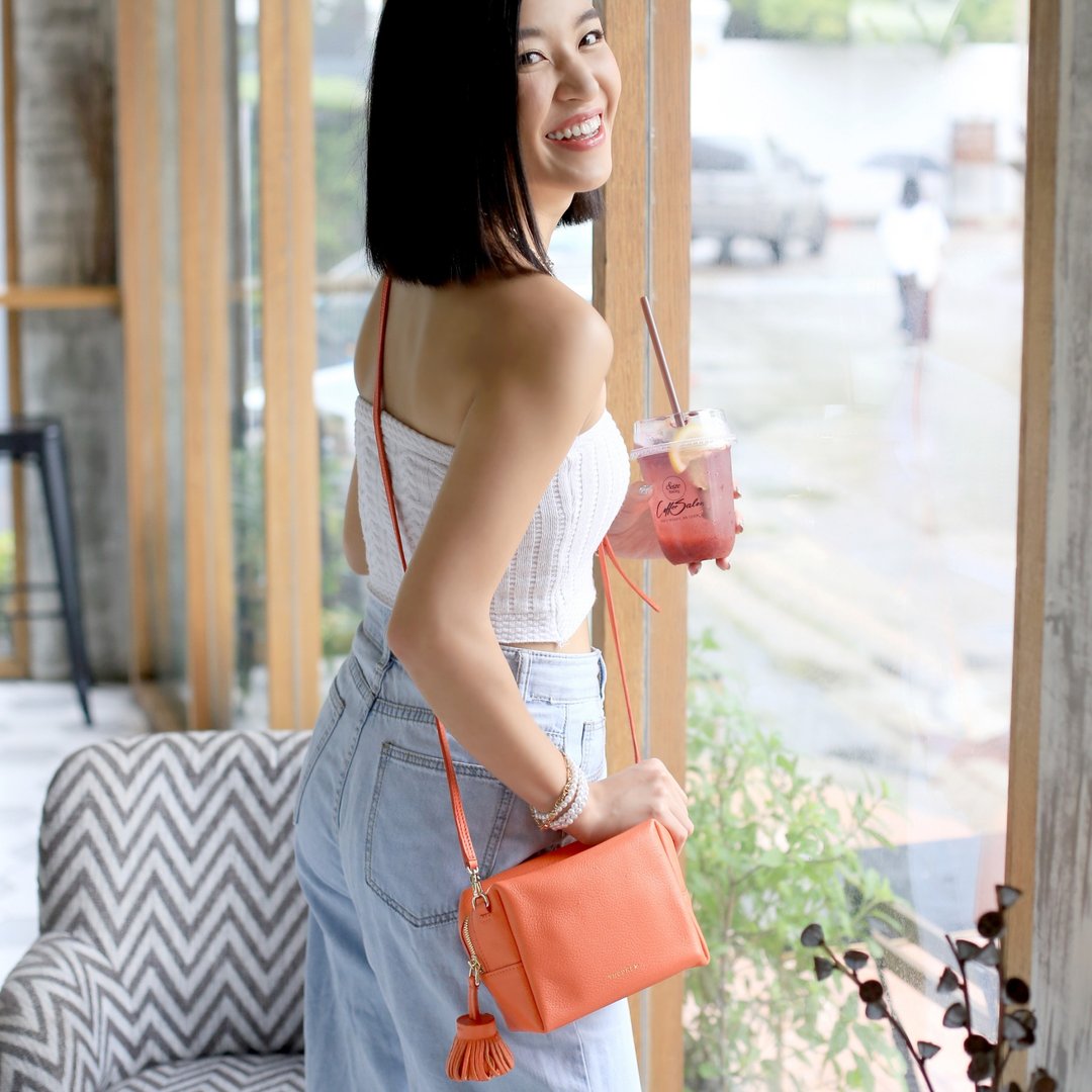 Semi Gamma crossbody bag - 手提包/手提袋 - 真皮 红色