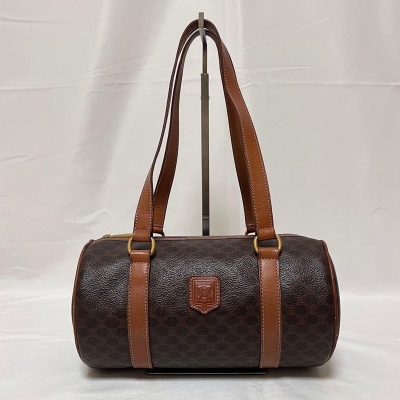 正品 CELINE 赛琳 迷你波士顿包 手提包 马卡龙图案 棕色 二手 - 手提包/手提袋 - 其他材质 