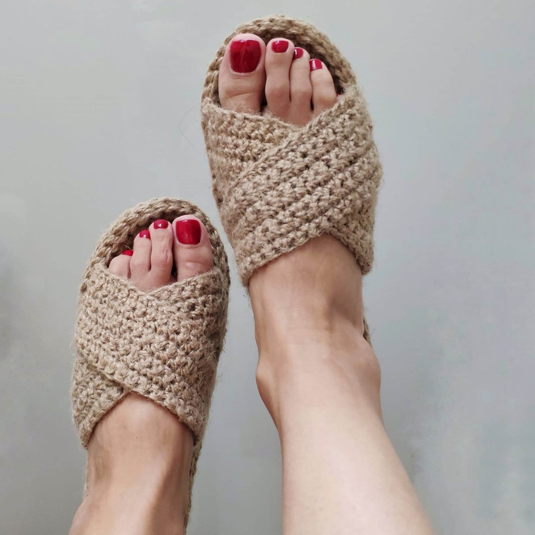 Custom boho sandals - open toe slippers for indoor - 男女凉鞋 - 棉 金色