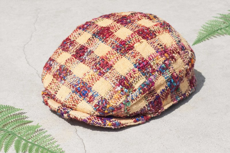 限量一件 母亲节礼物 情人节礼物 七夕礼物 手工编织 鸭舌帽/编织帽/渔夫帽/遮阳帽/手工帽/画家帽/贝雷帽/棉麻帽/棒球帽 - 彩虹 手捻纱丽线 起司卡士达 - 帽子 - 棉．麻 多色