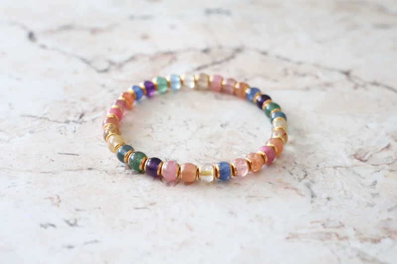 Journal-夏日的彩虹糖(彩色天然石)彩虹汉堡多宝手链串串 - 手链/手环 - 宝石 