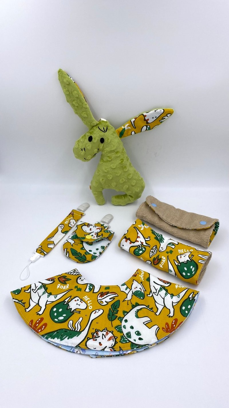 涂鸦恐龙 - 交互组礼盒 - 满月礼盒 - 棉．麻 橘色