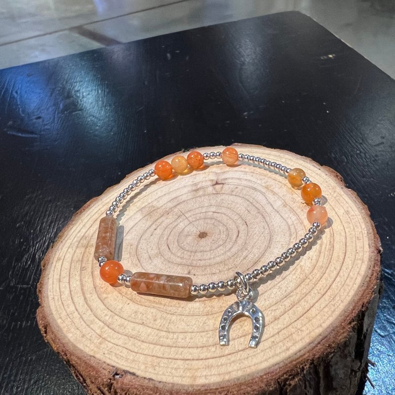 纯银X玛瑙X花绿石手作手链 - 手链/手环 - 其他材质 多色