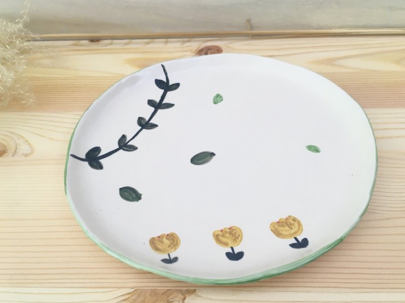 陶盘-小花绿系列 - 浅碟/小碟子 - 陶 绿色