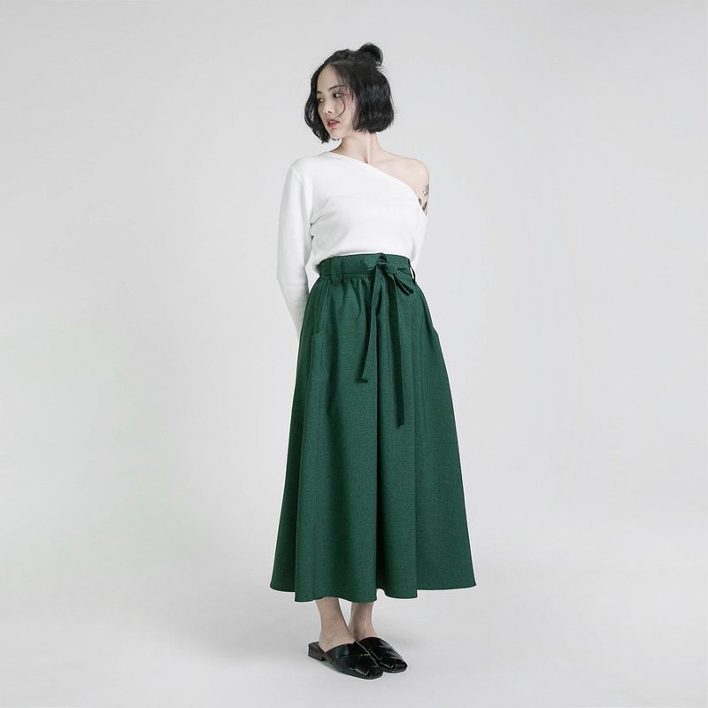 Mist 云烟绑带裙_8AF231_绿 - 裙子 - 棉．麻 绿色