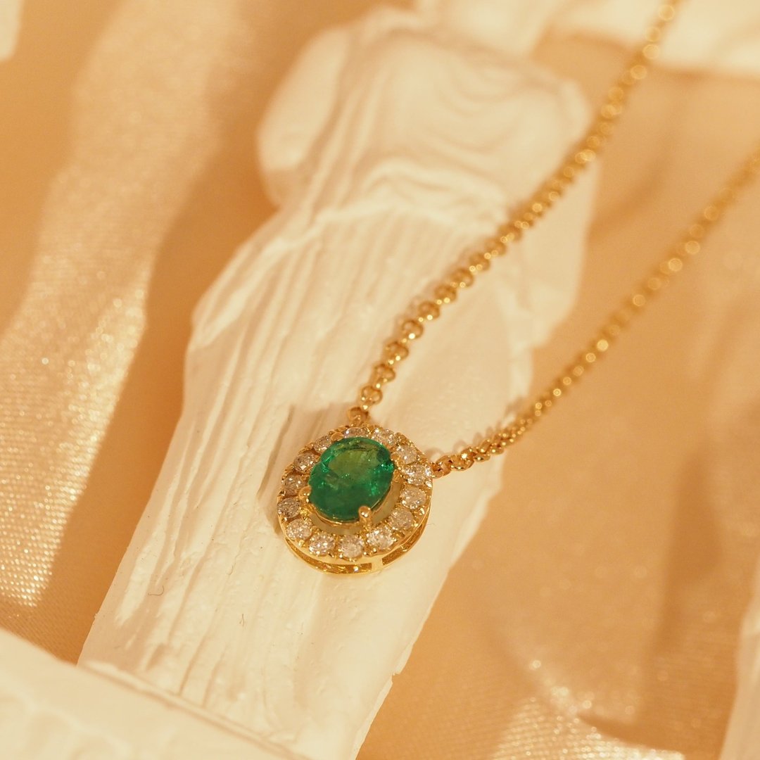 18K金绿宝石钻石糖果项链18K Gold Emerald Diamond Gem Candy Ne - 项链 - 贵金属 