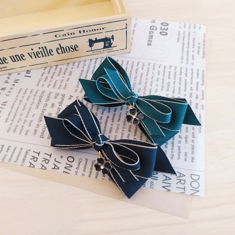 幸运草素面滚边缎带弹簧夹 2色 - 发饰 - 其他材质 多色