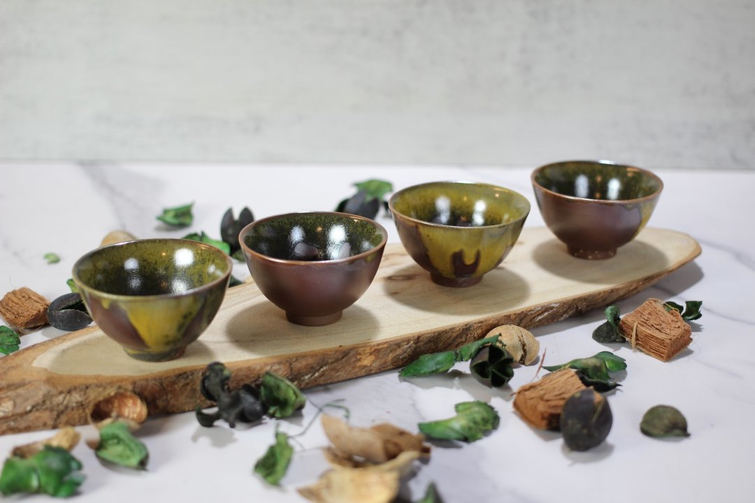 【送礼好物】50ml 柴烧 铁釉 茶杯四入组 莺歌名家叶敏祥作 - 茶具/茶杯 - 瓷 