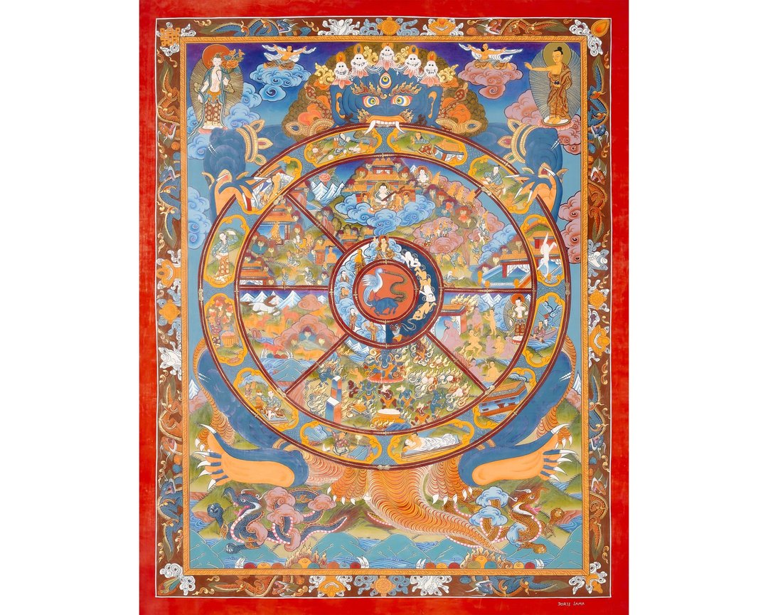 生命之轮唐卡——以24K金细节手绘的轮回循环 - 墙贴/壁贴 - 其他材质 多色