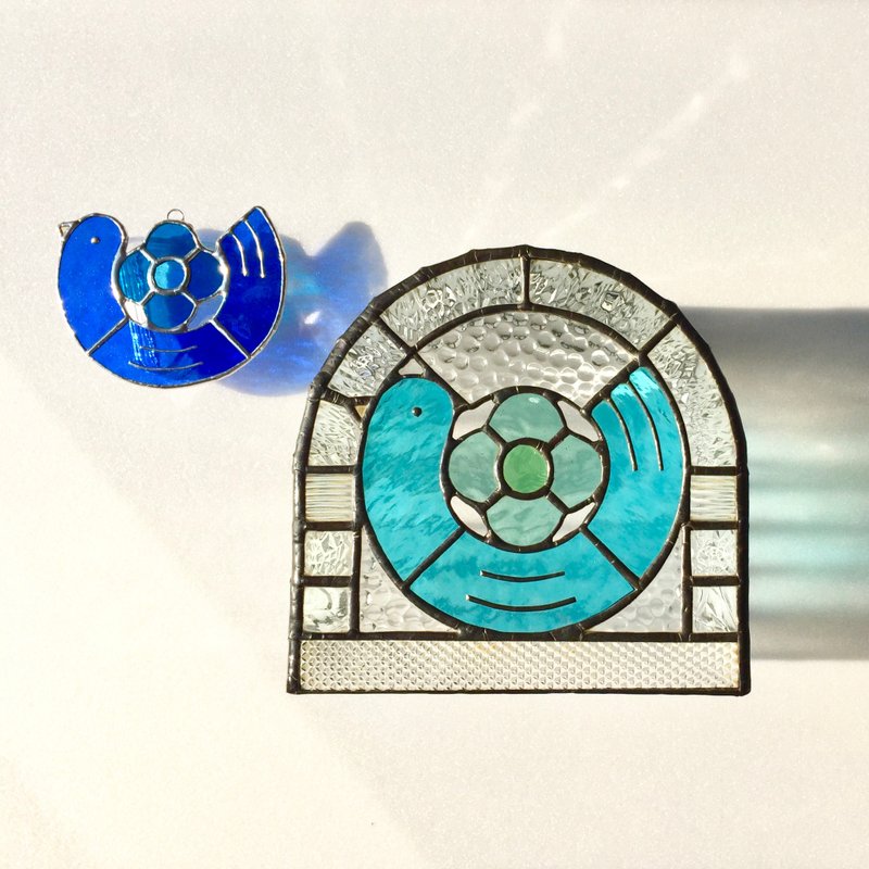 Stained glass lamp hatoco - 灯具/灯饰 - 玻璃 蓝色