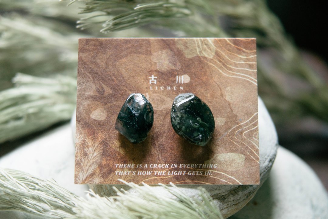 CRACK | 矿物系耳环 |  EARRINGS - 耳环/耳夹 - 玉石 绿色