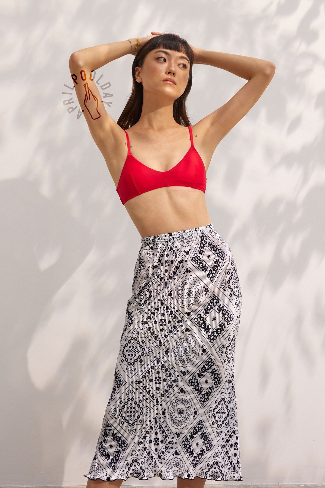 Aprilpoolday / TRUMPET SKIRT / White paisley pop - 裙子 - 其他材质 白色