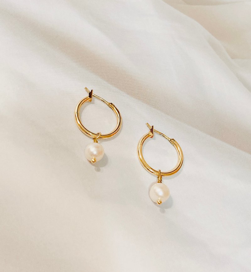 气质百搭~两戴式珍珠耳圈 - 耳环/耳夹 - 珍珠 