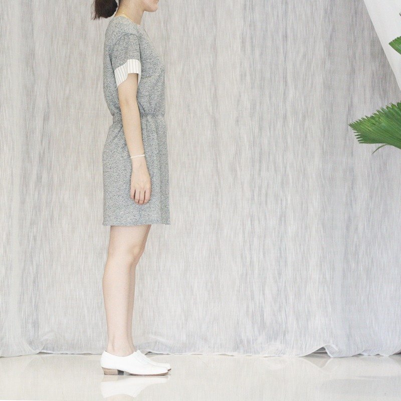 T-shirt棉质灰阶洋装 - 洋装/连衣裙 - 棉．麻 灰色