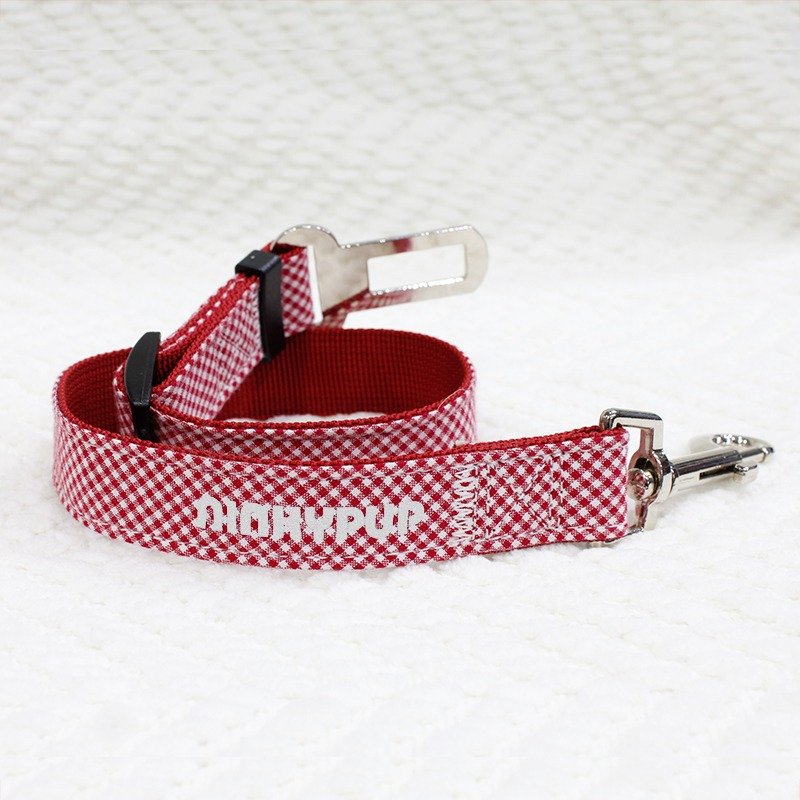 车用安全带 经典格纹-亮眼红 - 项圈/牵绳 - 其他材质 红色