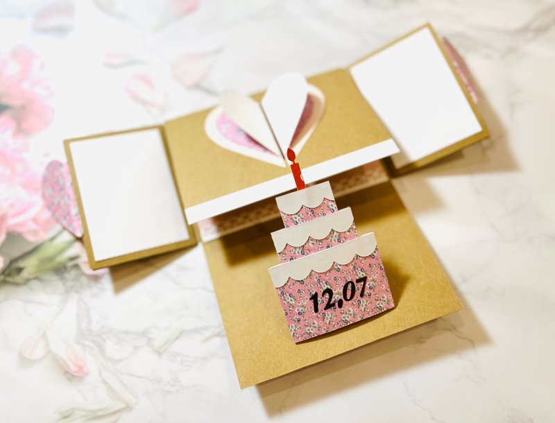 【 定制】回忆生日卡片 可贴照片/粉色DIY材料包附教学 - 卡片/明信片 - 纸 