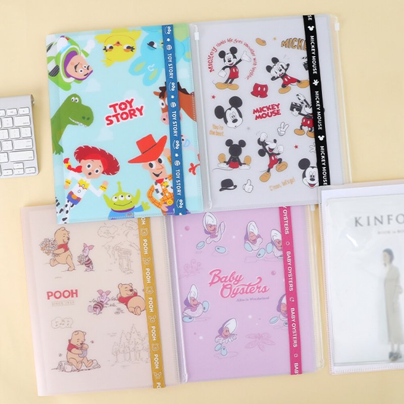 迪士尼6+1多功能资料夹附束带-A4 L夹 小熊维尼 米奇 玩具总动员 - 文件夹/资料夹 - 塑料 多色