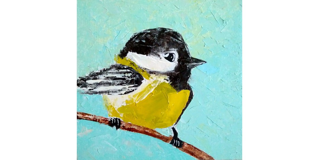 Chickadee Original Painting, Bird Wall Art, Animal Artwork, Mini Oil Art, 手工油畫 - 海报/装饰画/版画 - 其他材质 多色