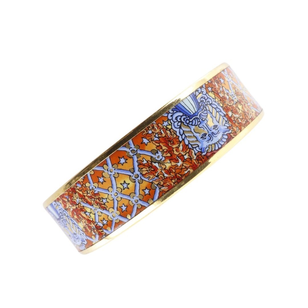 【日本直送】爱马仕 HERMES Émaille GM 手镯 珐琅 狮子 镀金 橘色 约 35.1g 女仕【二手】 - 手链/手环 - 其他金属 金色