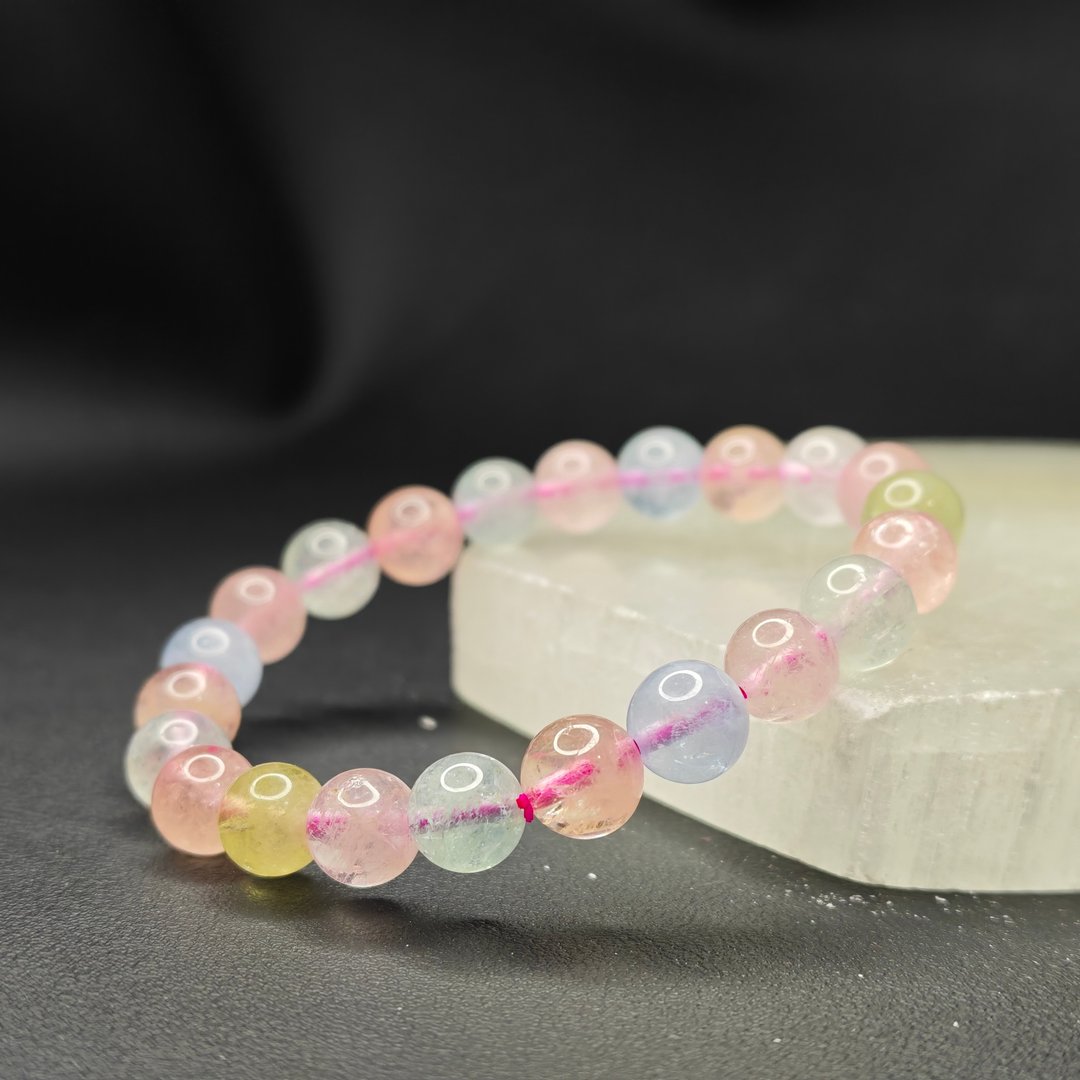 摩根石 巴西 8.5mm 手串 天然水晶 Morganite - 手链/手环 - 水晶 