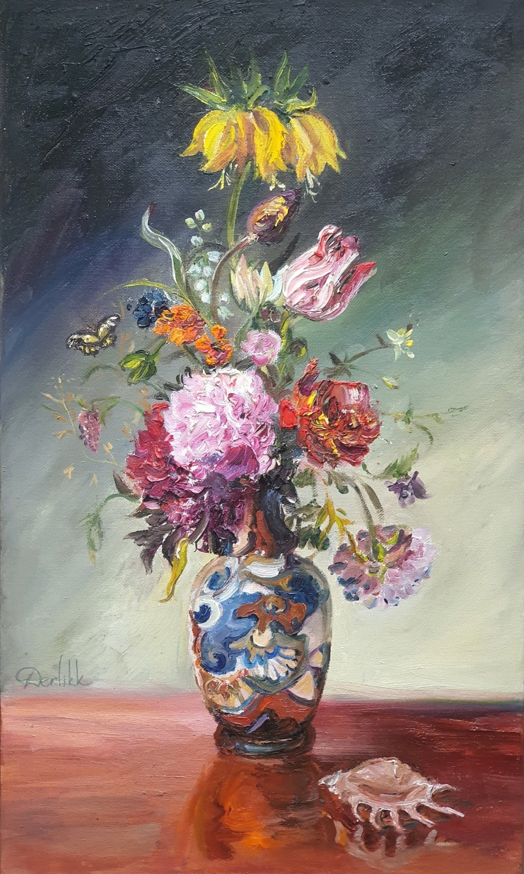 美丽的花瓶里的花朵静物油画原创艺术品 - 墙贴/壁贴 - 其他材质 多色