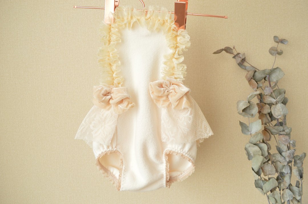 Sitter girl 6-12 month cream and beige lace romper photo prop. Cake smash outfit - 童装礼服/连衣裙 - 其他材质 咖啡色