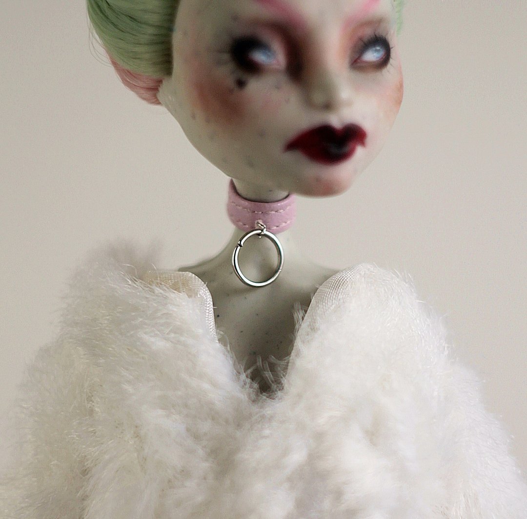 Pink choker for Monster High doll, Monster High clothes, Choker for doll - 玩偶/公仔 - 其他材质 粉红色